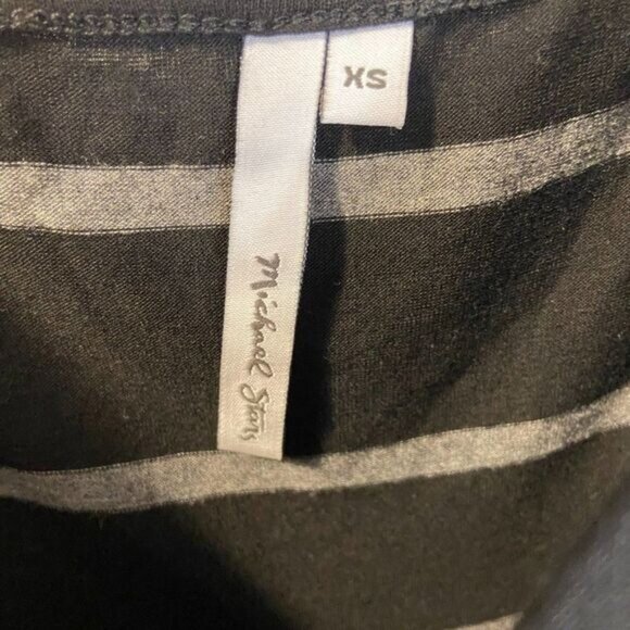 Michael Stars Ruched Striped 3/4 Sleeve Shirt Dress Casual Basic Fitted - Picture 5 of 5